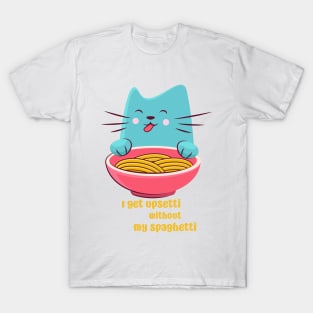 Cute cat eating noodles T-Shirt